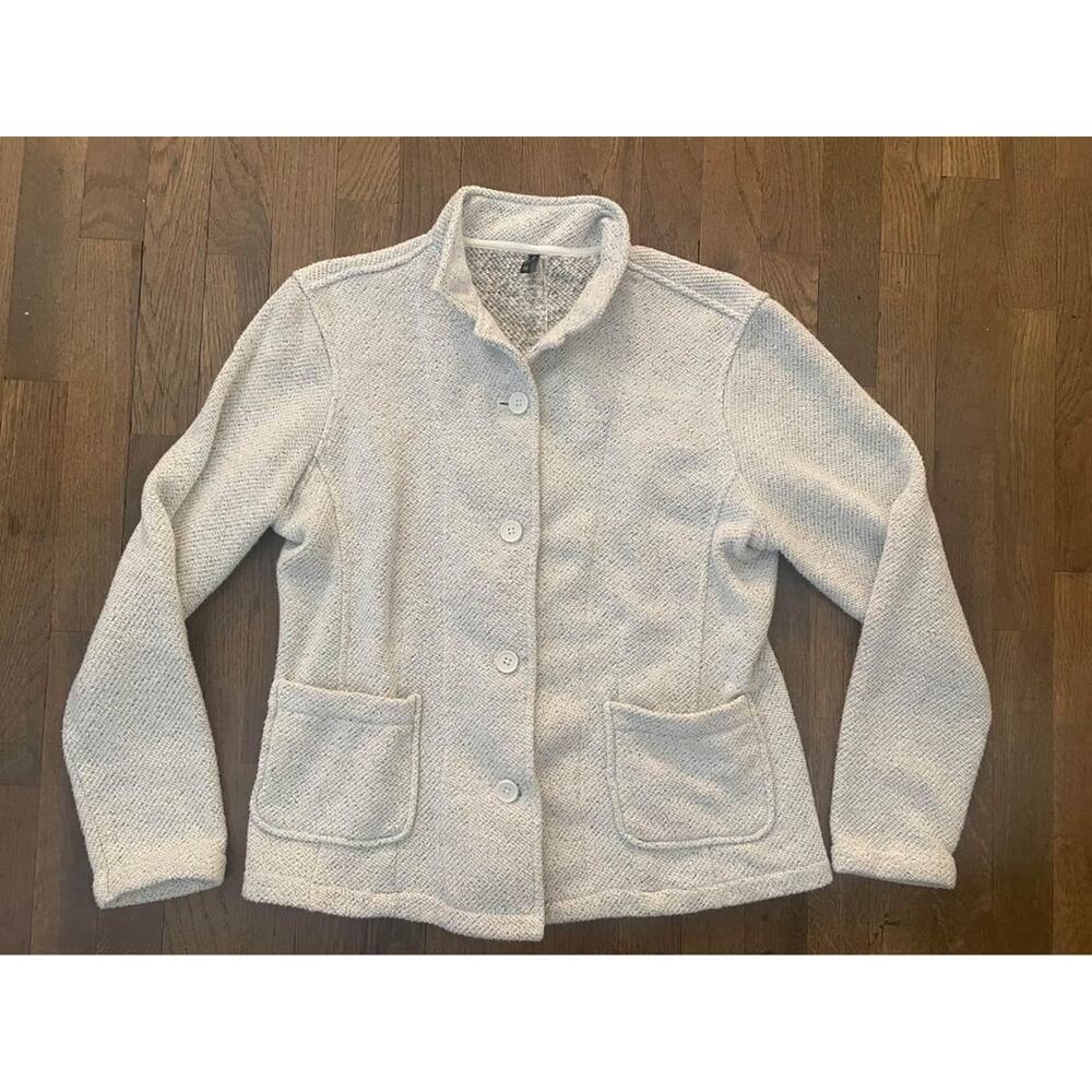 North River Womens Button Up Gray Sweater Jacket Size Medium Long Sleeve